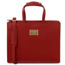 Palermo Saffiano Leather Briefcase 3 Compartments for Women Red TL10060