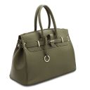 TL Bag Leather Handbag With Golden Hardware Forest Green TL141529