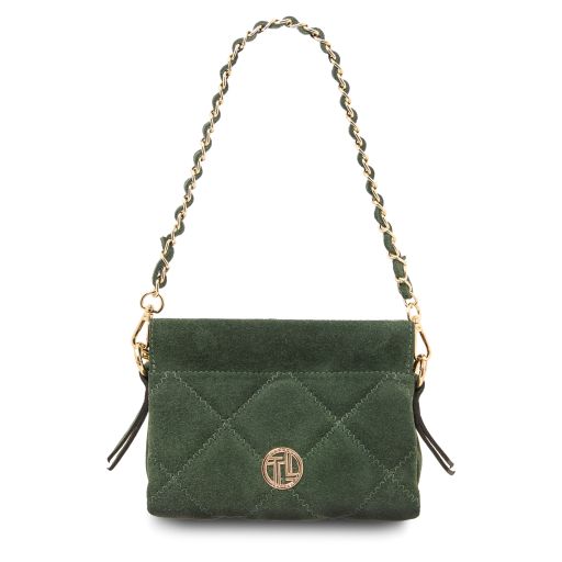 Eloise Bolso con Bandolera en Piel de Gamuza Verde Oscuro TL142400