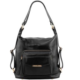 TL Bag Leather Convertible Backpack Shoulderbag Black TL141535