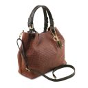 TL KeyLuck Borsa Shopping in Pelle Stampa Intrecciata Cannella TL141573