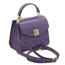 Atena Croc Print Leather Handbag Purple TL142267