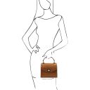 Atena Croc Print Leather Handbag Cognac TL142267