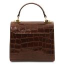 Atena Croc Print Leather Handbag Brown TL142267