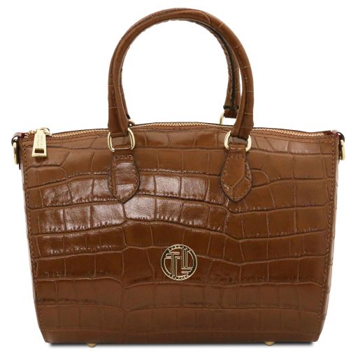 Layla Bauletto in Pelle Stampa Cocco Cognac TL142398