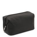 Smarty Reise- Kulturtasche aus Leder - Gross Schwarz TL141219