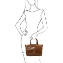 Layla Bauletto in Pelle Stampa Cocco Cognac TL142398