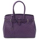 TL Bag Sac à Main en Cuir Imprimé Effet Autruche Violet TL142120