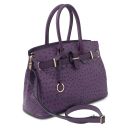 TL Bag Bolso de Mano en Piel Estampada Efecto de Avestruz Violeta TL142120