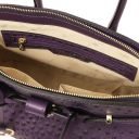 TL Bag Borsa a Mano in Pelle Stampata Effetto Struzzo Viola TL142120