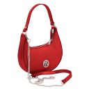 Pixie Metallic Leather Handbag With Chain Strap Lipstick Red TL142413