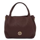 Nora Soft Woven Leather Handbag Coffee TL142412