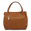 Nora Soft Woven Leather Handbag Cognac TL142412