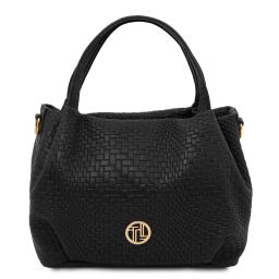 Nora Borsa a Mano in Pelle Morbida Stampa Intrecciata Nero TL142412