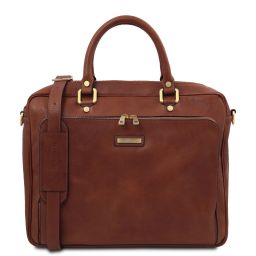 Pisa Cartable en Cuir Porte Ordinateur Avec Poche Frontale Marron TL142427