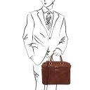 Pisa Borsa Porta Computer da Lavoro con Tasca Frontale in Pelle Marrone TL142427