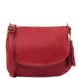 TL Bag Umhängetasche aus Weichem Leder mit Quasten Rot TL141223