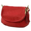 TL Bag Sac Bandoulière Besace en Cuir Souple Avec Pompon Rouge TL141223