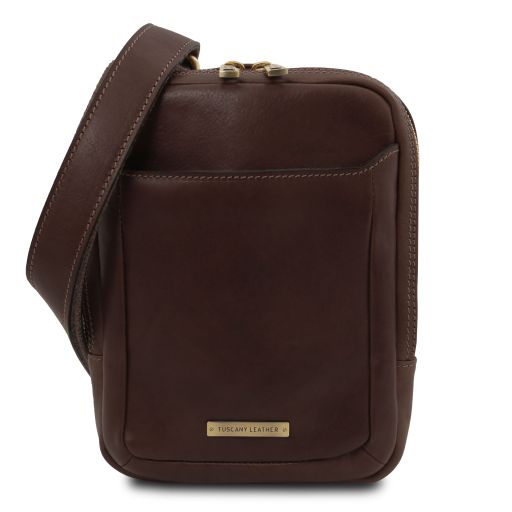 Mark Praktische Umhängetasche aus Leder Dunkelbraun TL142428