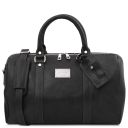 TL Voyager Reisetasche aus Leder mit Fach auf der Rückseite - Klein Schwarz TL141250