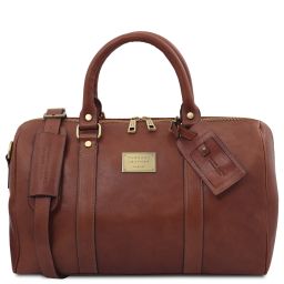 TL Voyager Sac de Voyage en Cuir Avec Poche à L'arrière - Petit Modèle Marron TL141250