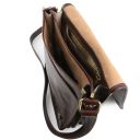 TL Messenger Sac Bandoulière en Cuir 2 Compartiments Marron foncé TL141255