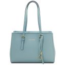 TL Bag Schultertasche aus Leder Himmelblau TL142037