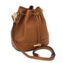 Panarea Borsa Secchiello in Pelle ed Esclusivo Portafogli in Pelle zip Around Cognac TL142443
