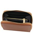 Panarea Sac Seau Pour Femme en Cuir et Elégant Portefeuille en Cuir Entièrement Zippée Cognac TL142443