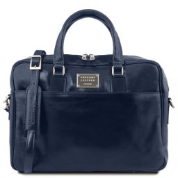 Urbino Leather Laptop Briefcase With Front Pocket Dark Blue TL141241