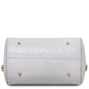 Layla Croc Print Leather Duffle bag White TL142398