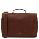 Mantova Leather Multi Compartment TL SMART Briefcase With Flap Brown TL142068
