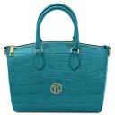 Layla Bauletto in Pelle Stampa Cocco Turchese TL142398