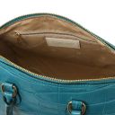 Layla Croc Print Leather Duffle bag Turquoise TL142398