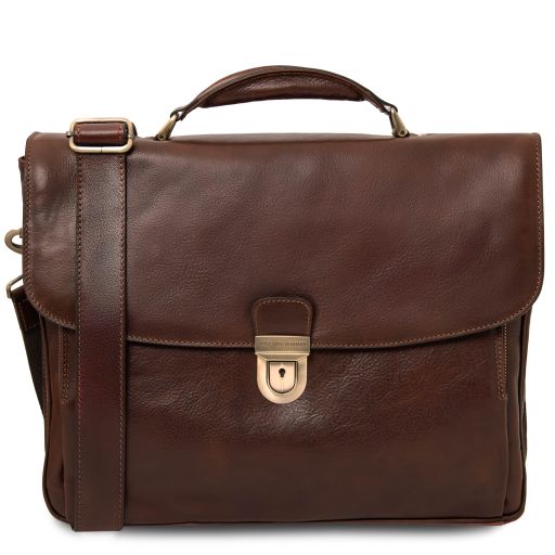 Alessandria Leather Multi Compartment TL SMART Laptop Briefcase Темно-коричневый TL142067
