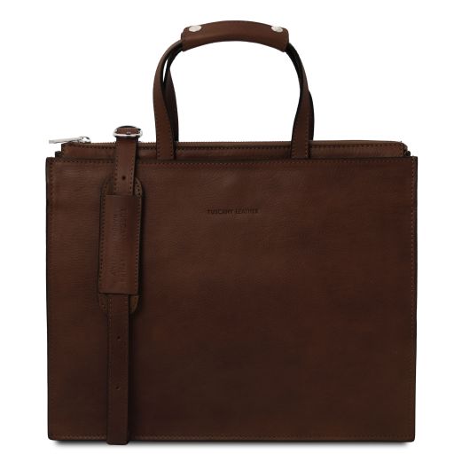 Palermo Borsa da Lavoro da Donna in Pelle 3 Scomparti Testa di Moro TL142452