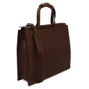 Palermo Leather Briefcase 3 Compartments for Women Dark Brown TL142452