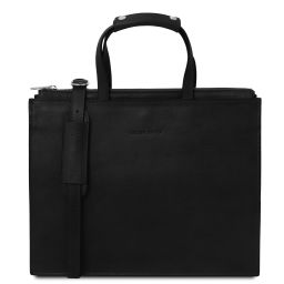 Palermo Leather Briefcase 3 Compartments for Women Black TL142452