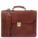 Cremona Aktentasche aus Leder 3 Fächer Braun TL142448
