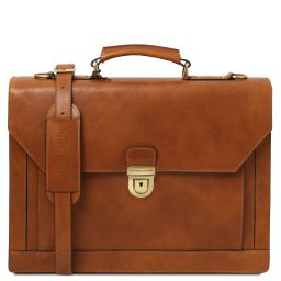 Cremona Leather Briefcase 3 Compartments Natural TL142448