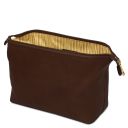 Smarty Leather Toiletry bag - Large Size Dark Brown TL141219