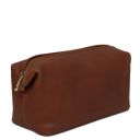 Smarty Reise- Kulturtasche aus Leder - Gross Braun TL141219
