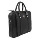 Prato Elegante Porta Folios y Porta Ordenador Portátil en Piel Saffiano Negro TL142453