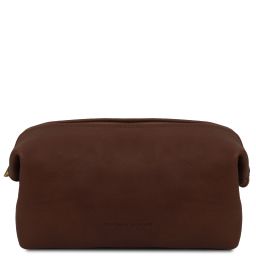 Smarty Leather Toiletry bag - Small Size Dark Brown TL141220