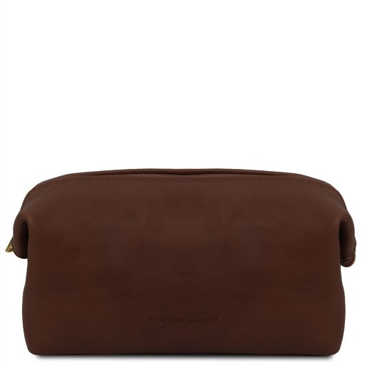 Smarty Leather Toiletry bag - Small Size Dark Brown TL141220