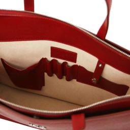 Palermo Serviette en Cuir Saffiano Avec 3 Compartiments Rouge TL141369