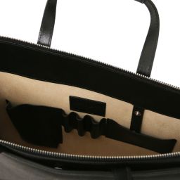 Palermo Porta Folios de Señora en Piel Saffiano 3 Compartimentos Negro TL141369