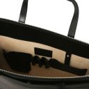 Palermo Serviette en Cuir Saffiano Avec 3 Compartiments Noir TL141369