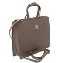 Palermo Saffiano Leather Briefcase 3 Compartments for Women Dark Taupe TL141369