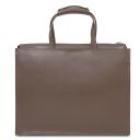 Palermo Saffiano Leather Briefcase 3 Compartments for Women Dark Taupe TL141369
